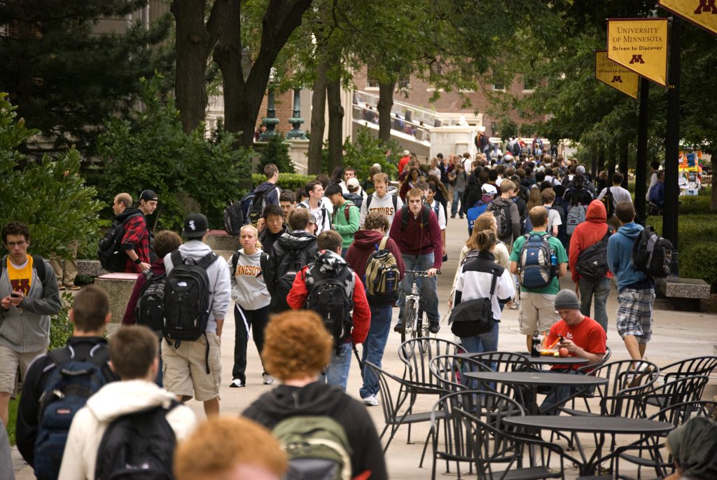 University of Minnesota mall as students go to class