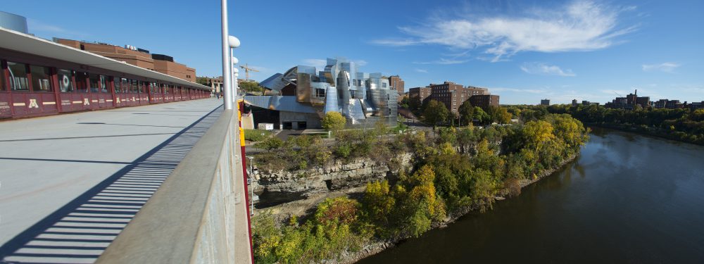 Weisman with Boynton from Wash Ave Bridge